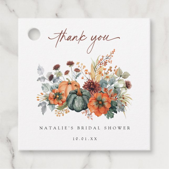 Elegant Fall Bridal Shower Favour Tags (Front)