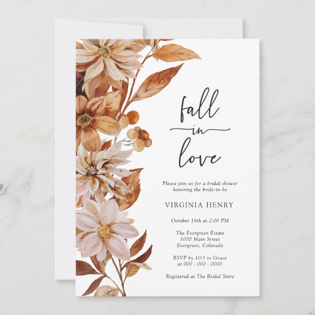 Elegant Fall Bridal Shower Invitation (Front)