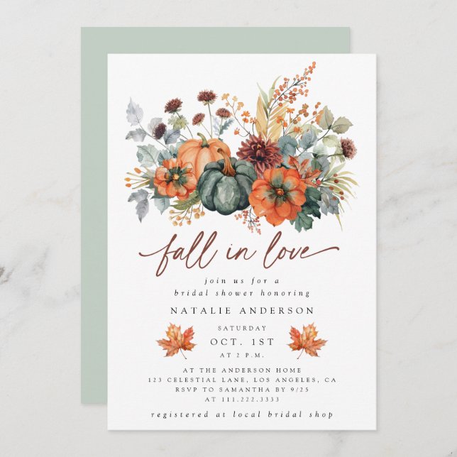 Elegant Fall Bridal Shower Invitation (Front/Back)