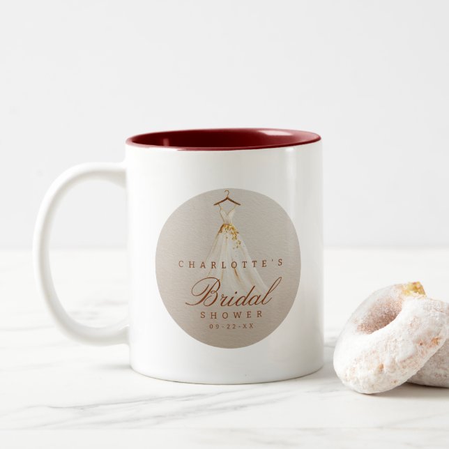 Elegant Fall Bridal Shower Mug with Dress Graphic (With Donut)