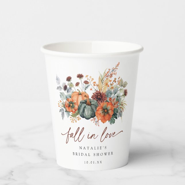 Elegant Fall Bridal Shower Paper Cups (Left)