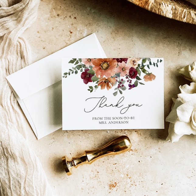 Elegant Fall Bridal Shower Thank You Card (Creator Uploaded)