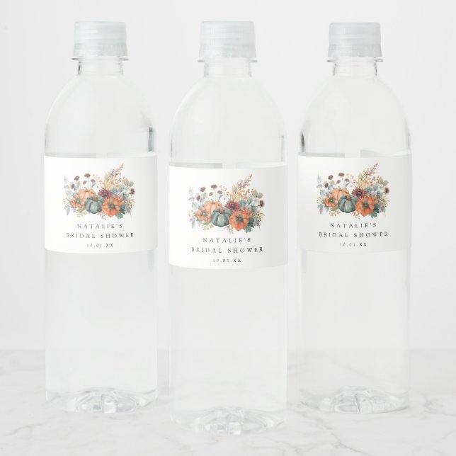Elegant Fall Bridal Shower Water Bottle Label (Bottles)