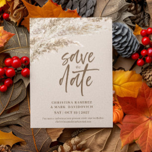 Elegant Fall Brown Pampas Grass  Save The Date