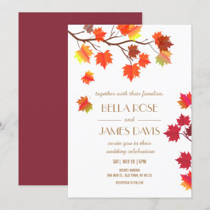 Elegant Fall Burgundy Wedding Invitations