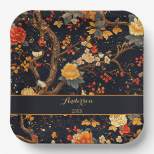 Elegant Fall Chinoiserie Paper Plate