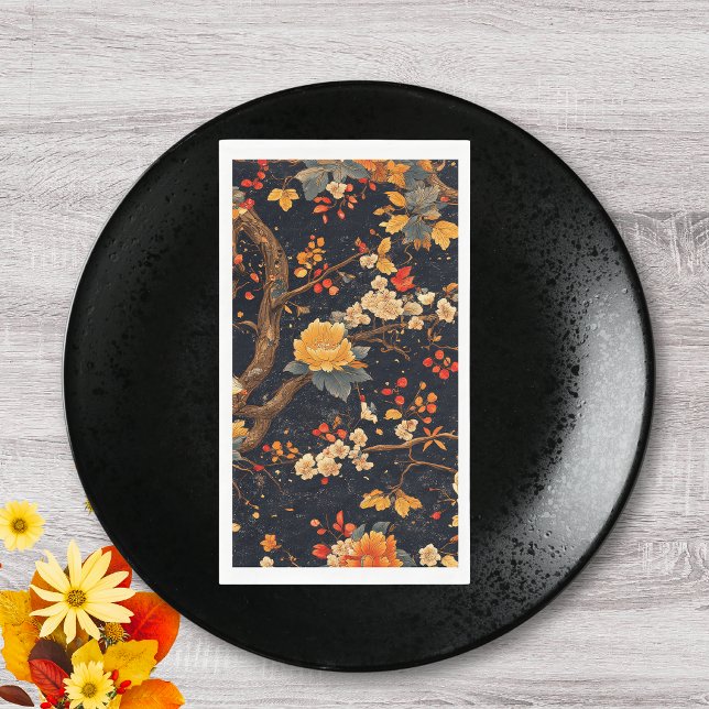 Elegant Fall Chinoiserie Paper Plate Napkin (Creator Uploaded)