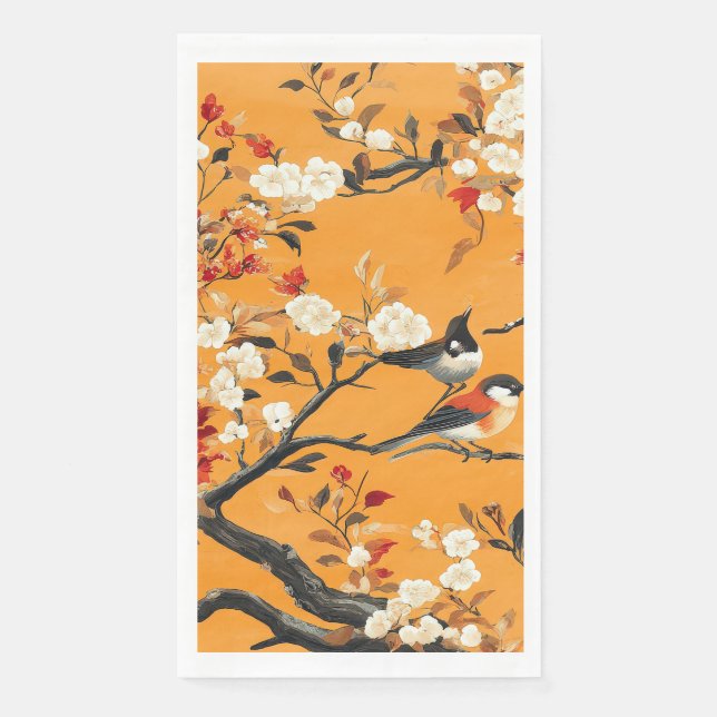 Elegant Fall Chinoiserie Paper Plate Napkin (Front)