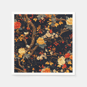 Elegant Fall Chinoiserie Paper Plate Napkin