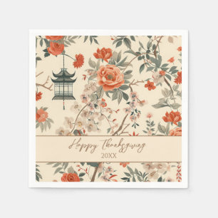 Elegant Fall Chinoiserie Thanksgiving Napkin