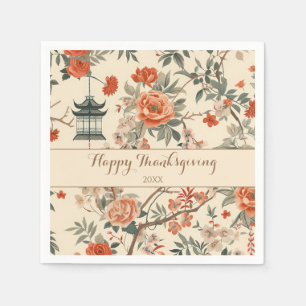 Elegant Fall Chinoiserie Thanksgiving Napkin