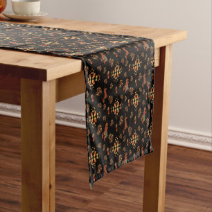 Elegant Fall Dachshund Pattern: Autumn Blooms Short Table Runner