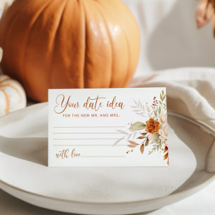 Elegant fall Date night ideas. Date jar Enclosure Card