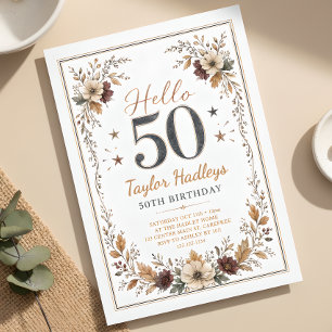 Elegant Fall Floral 50th Birthday Invitation
