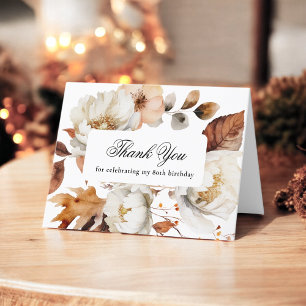 Elegant Fall Floral 80th Birthday Thank You Card