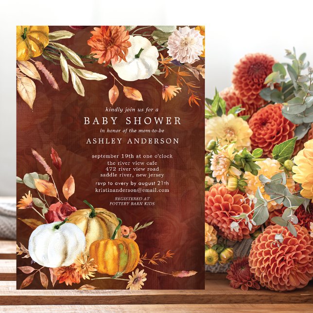 Elegant Fall Floral Autumn Baby Shower  Invitation (Creator Uploaded)