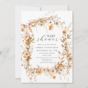 Elegant Fall Floral Baby Shower Invitation