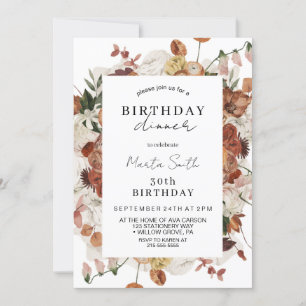 Elegant Fall Floral Birthday Party Invitation