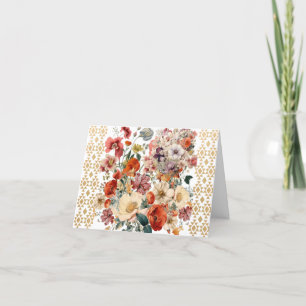 Elegant Fall Floral Bouquet Folded Thank You Card