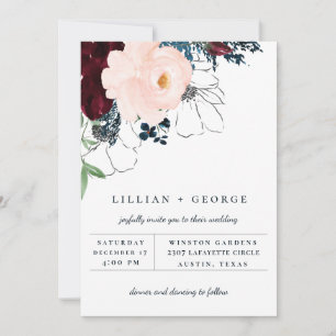 Elegant Fall Floral Bouquet Wedding Invitation