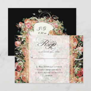 Elegant Fall Floral Burgundy Blush Floral Gold Inv Invitation