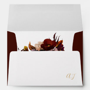 Elegant fall floral burgundy rustic wedding envelo envelope