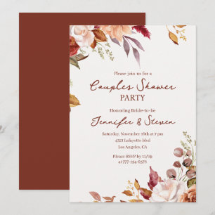 Elegant Fall Floral Couples Shower Party Invitation