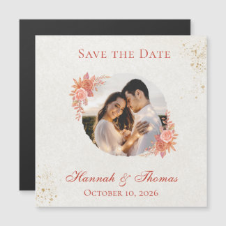 Elegant Fall Floral Custom Photo Save the Date 