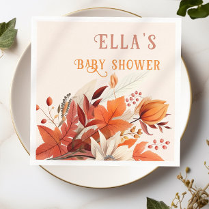 Elegant fall floral leaves baby shower  napkin