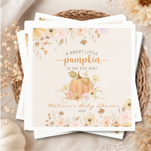 Elegant Fall Floral Little Pumpkin On The Way Napkin