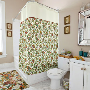 Elegant fall floral pattern shower curtain