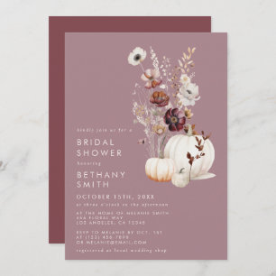 Elegant Fall Floral Pumpkin Bridal Shower Invitation