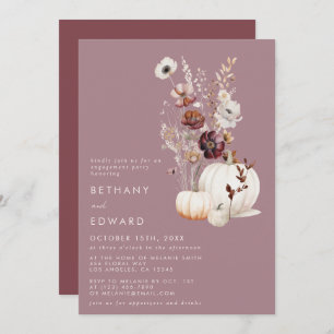 Elegant Fall Floral Pumpkin Engagement Party Invitation