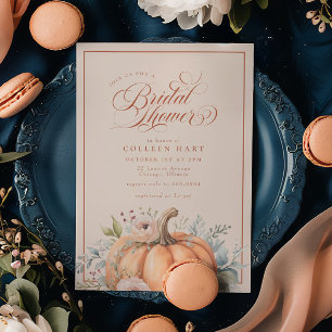 Elegant Fall Floral Pumpkin Script Bridal Shower Invitation