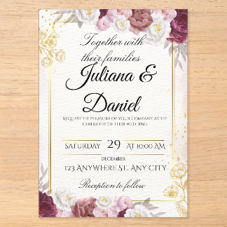Elegant Fall Floral Pumpkin Wedding Invitation Car