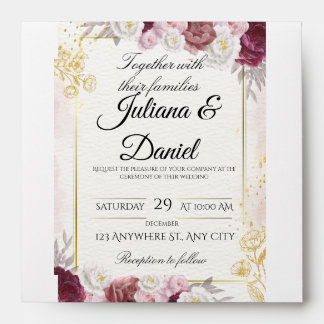 Elegant Fall Floral Pumpkin Wedding Invitation Car Envelope
