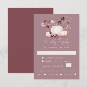 Elegant Fall Floral Pumpkin Wedding RSVP Card
