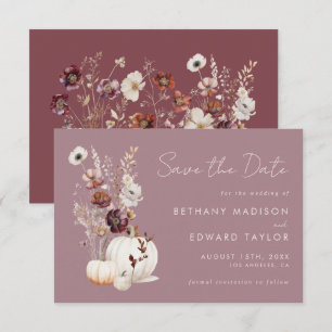 Elegant Fall Floral Pumpkin Wedding Save The Date