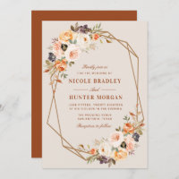 elegant fall floral terracotta geometric wedding