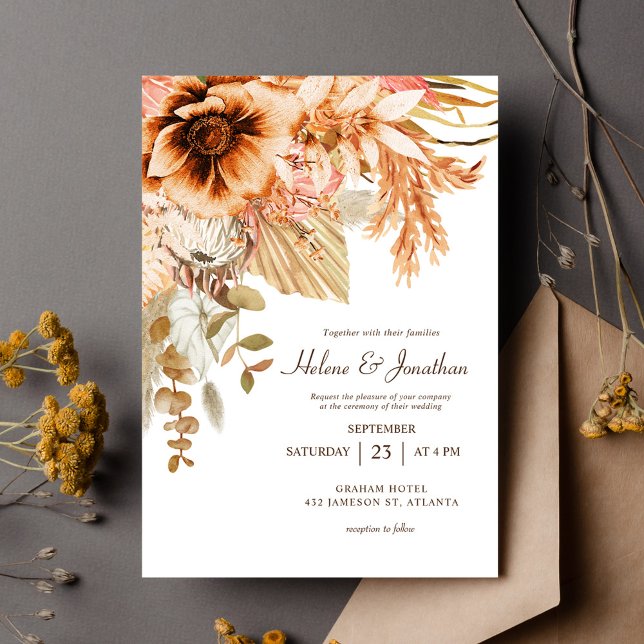 Elegant Fall Floral Terracotta Wedding Invitation (Elegant Fall Floral Terracotta Wedding Invitation)