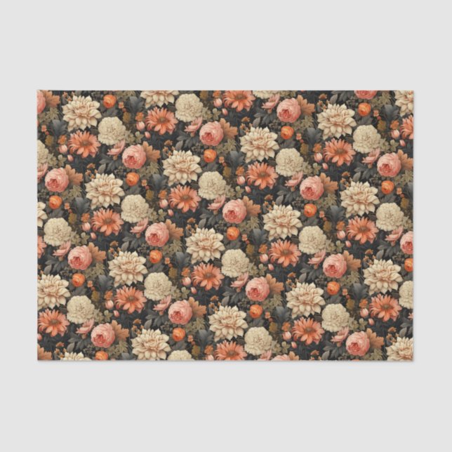 Elegant Fall Floral Tissue Paper (Front)