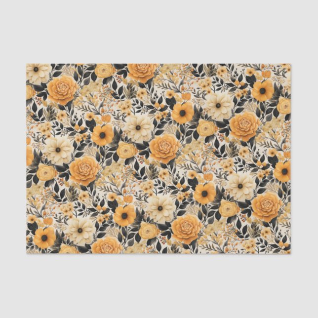 Elegant Fall Floral Tissue Paper (Front)