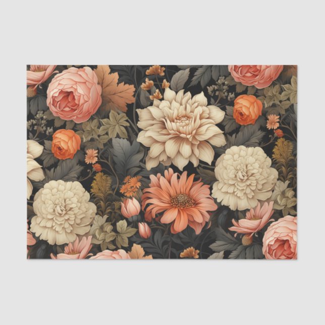 Elegant Fall Floral Tissue Paper (Front)