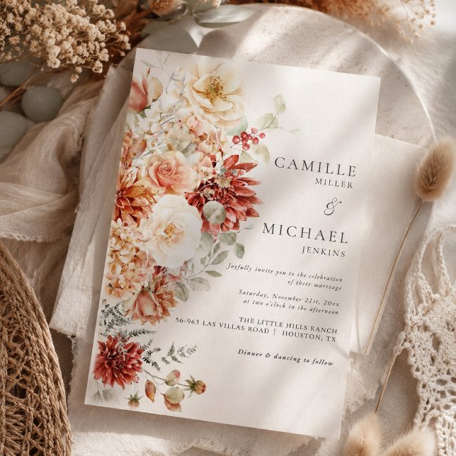 Elegant Fall Floral Wedding  Invitation (Creator Uploaded)