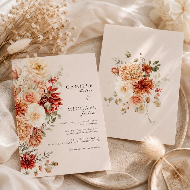 Elegant Fall Floral Wedding  Invitation (Creator Uploaded)