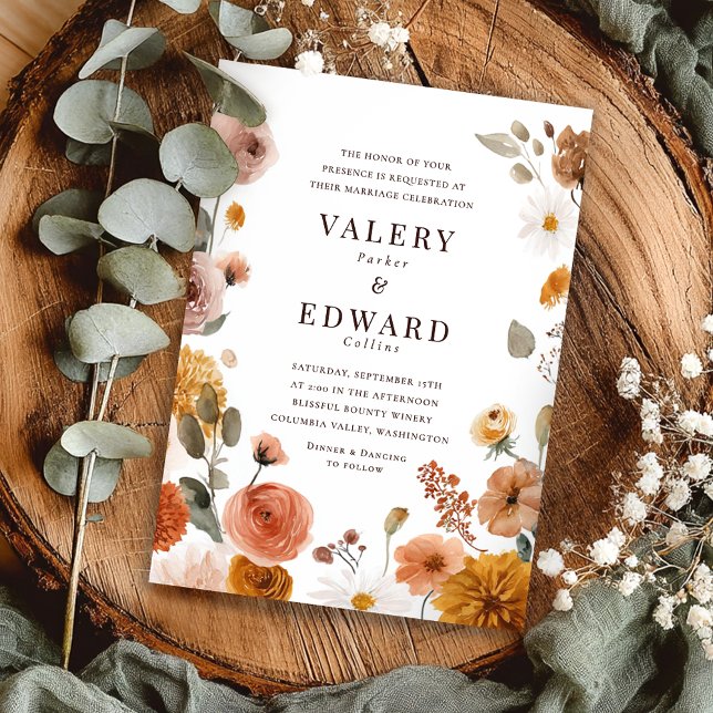 Elegant Fall Floral Wedding Invitation (Creator Uploaded)