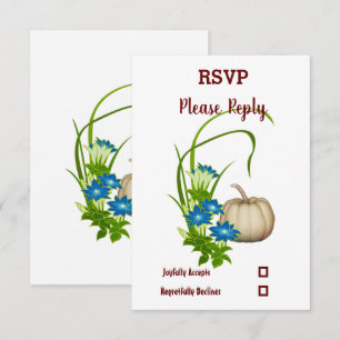 Elegant Fall Floral White Pumpkin Wedding RSVP Card