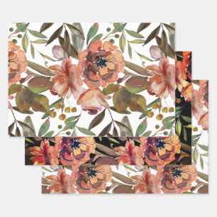 Elegant Fall Floral Wrapping Paper Sheet