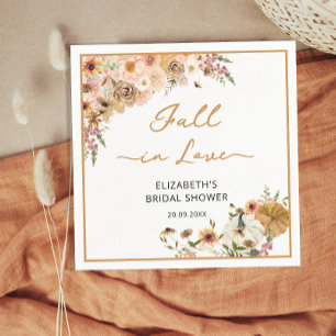 Elegant Fall Flower Pumpkin Bridal Shower Birthday Napkin