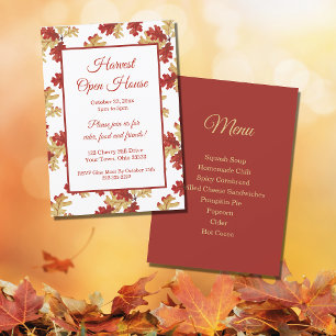 Elegant Fall Foliage Harvest Leaves Open House  Invitation